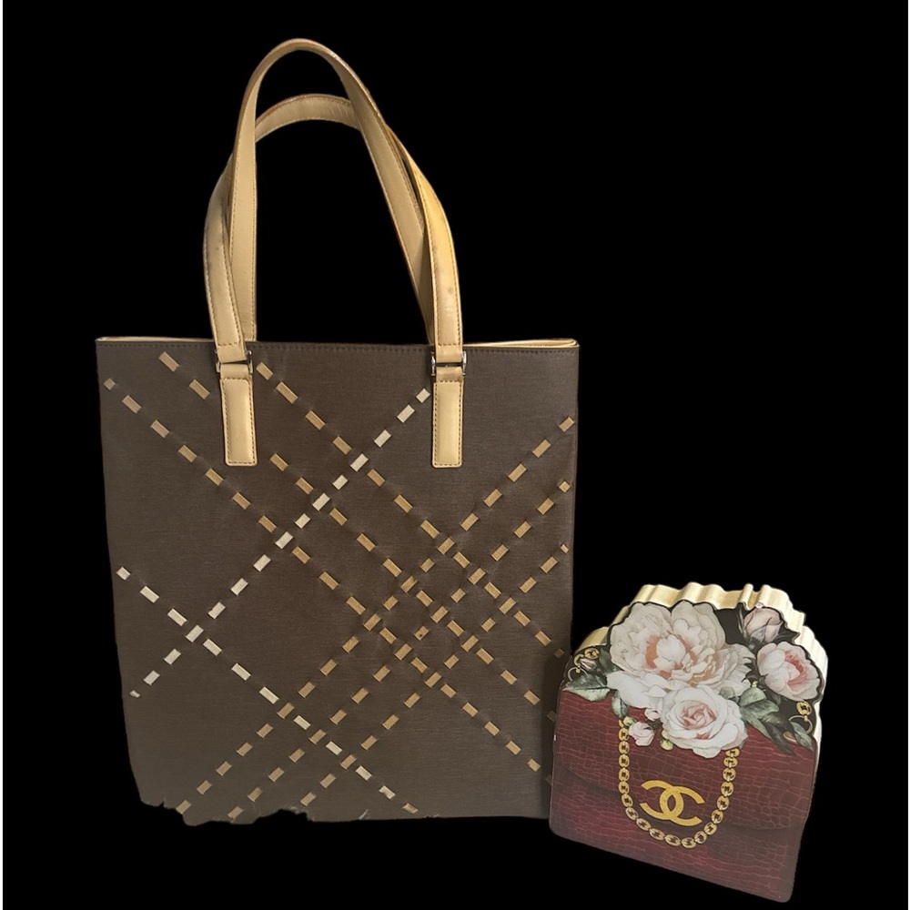 Burberry Woven Leather Tote Bag GUC